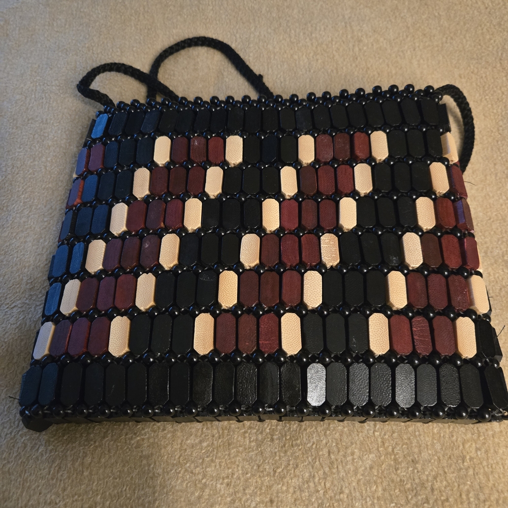 Black and Red Beaded Women's Bag